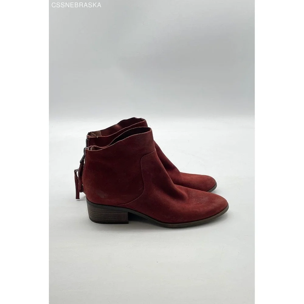 LUCKY BRAND Lahela Ankle Boots‎ in Red/Sable Suede - Size 8/38